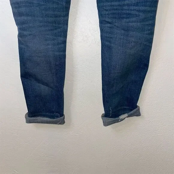 Madewell Women's Slim Straight High Waist Jeans Size 31 Blue Distressed - Picture 6 of 8